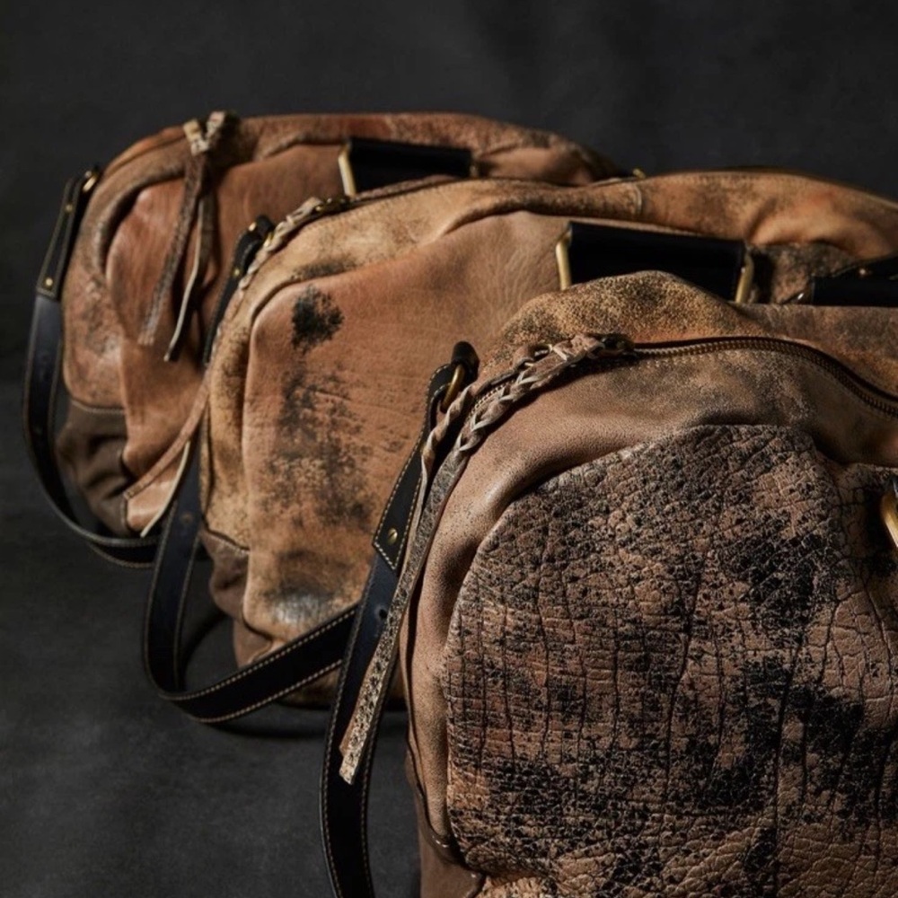 Free People Ash Leather Weekender Bag We The Free Distressed Desert Taupe - Picture 6 of 12